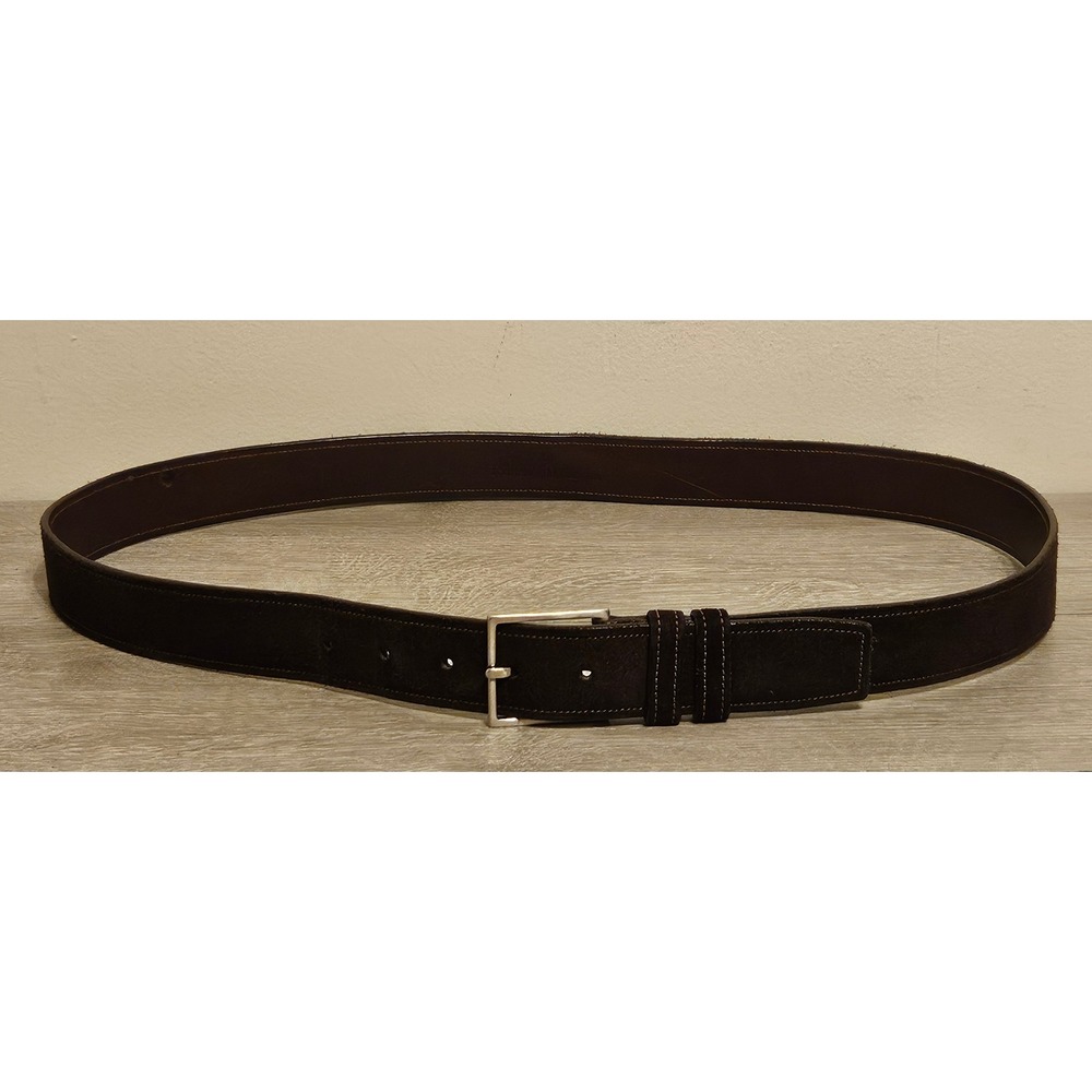 Ermenegildo Zegna Suede Belt Dark Brown Men's Size 40 Waist Made In Italy